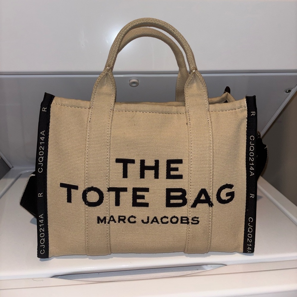 Marc Jacobs Beige and Black Canvas Tote